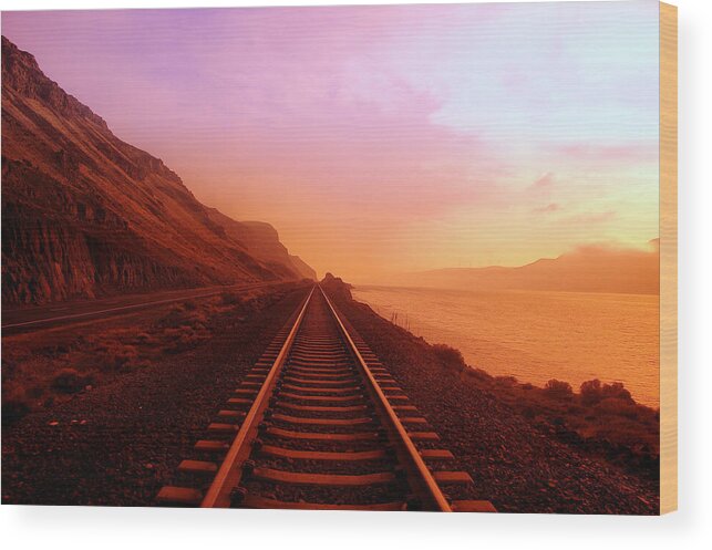 Columbia River Wood Print featuring the photograph The Long Walk To No Where by Jeff Swan