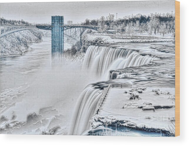 Niagara Falls Wood Print featuring the photograph The Mighty Falls in the winter by Jim Lepard