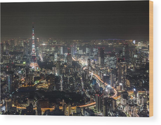 Tokyo Wood Print featuring the photograph The nights of Tokyo by Didier Marti