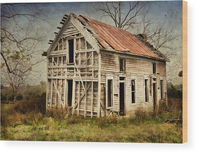 Decay Wood Print featuring the digital art The Old Homestead by Lana Trussell