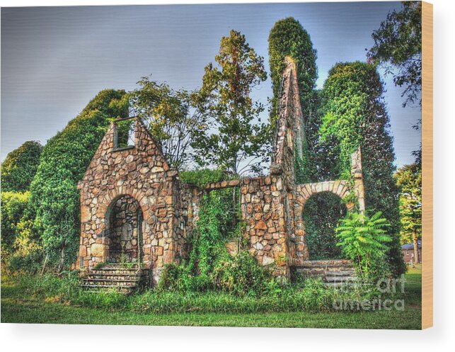 Decay Wood Print featuring the digital art The Olde Stone Church by Dan Stone