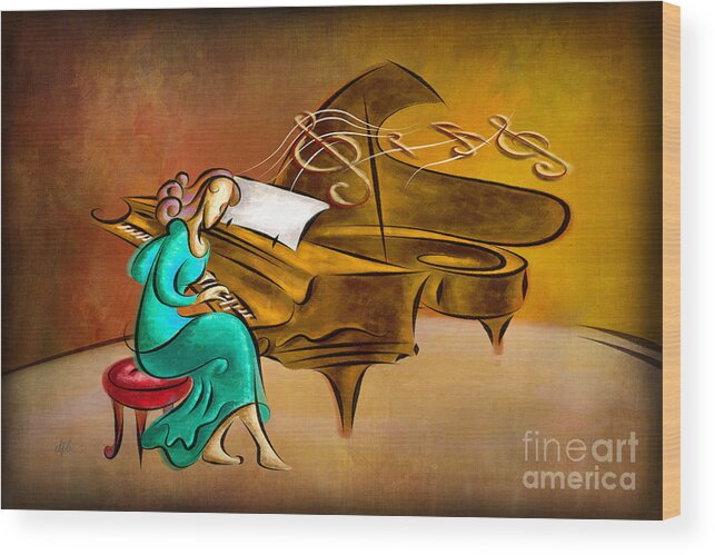 Piano Wood Print featuring the digital art The Pianist by Peter Awax