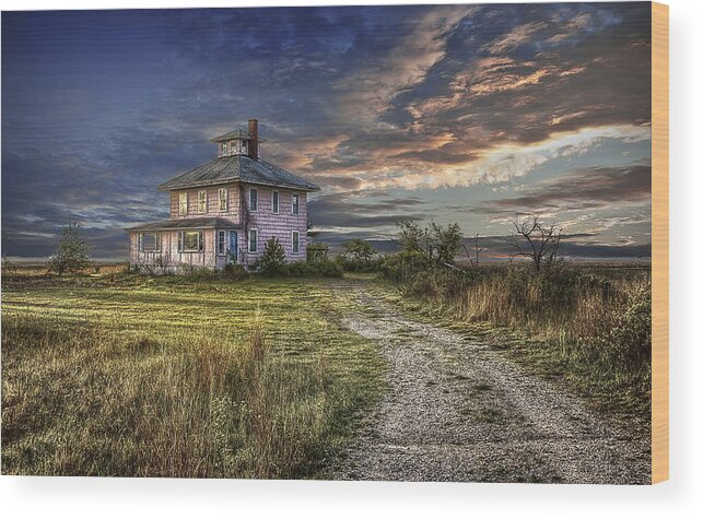 Pink Wood Print featuring the photograph The Pink House - color by Rick Mosher
