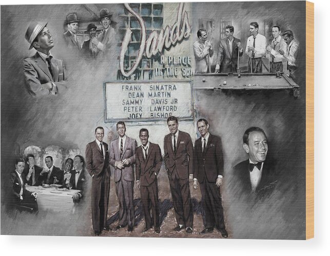 The Summit Wood Print featuring the mixed media The Rat Pack by Viola El
