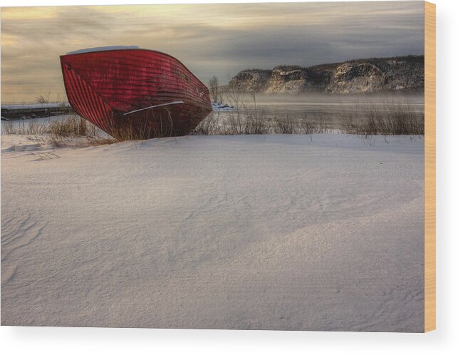 Aboriginal Wood Print featuring the photograph The Red Boat by Jakub Sisak