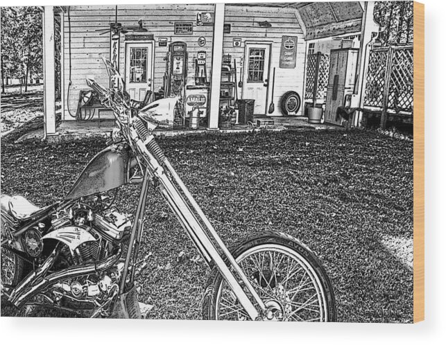 Chopper; Motorcycle;transportation Wood Print featuring the photograph The Rest  by Lesa Fine