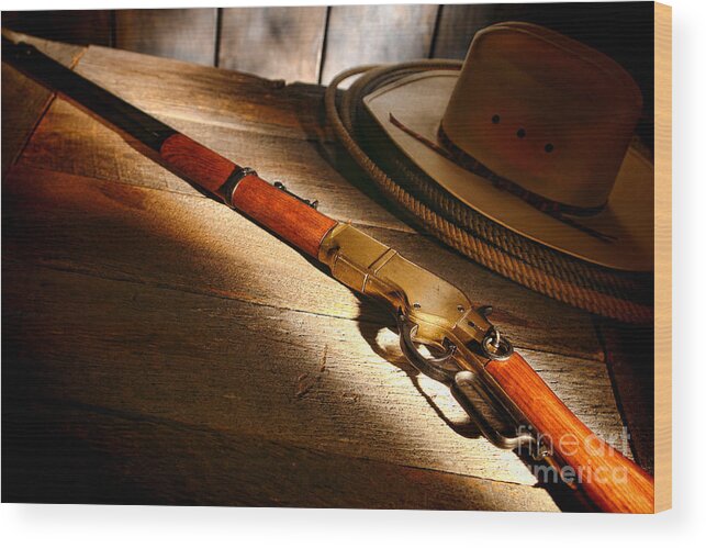 Western Wood Print featuring the photograph The Rifle by Olivier Le Queinec