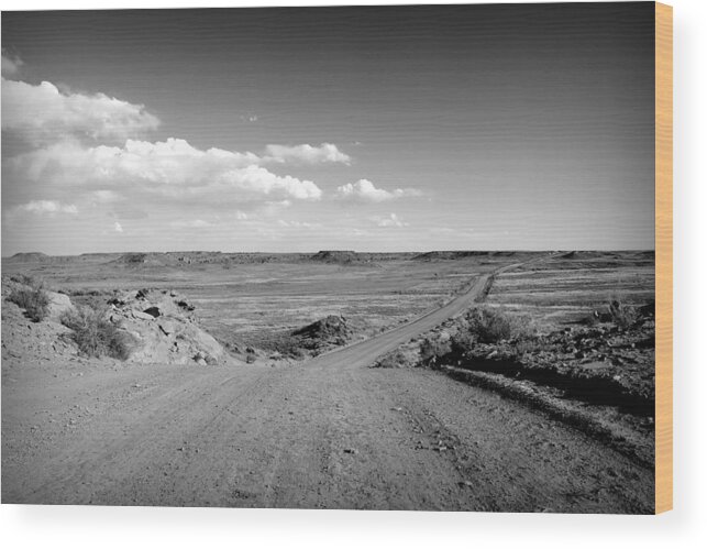 The Wood Print featuring the photograph The Road To Chaco bw by Elizabeth Sullivan