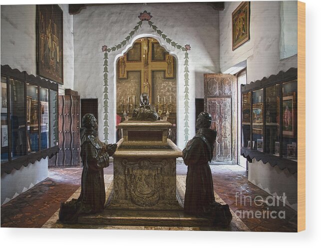 Junipero Serra Wood Print featuring the photograph The Serra Cenotaph in Carmel Mission by RicardMN Photography