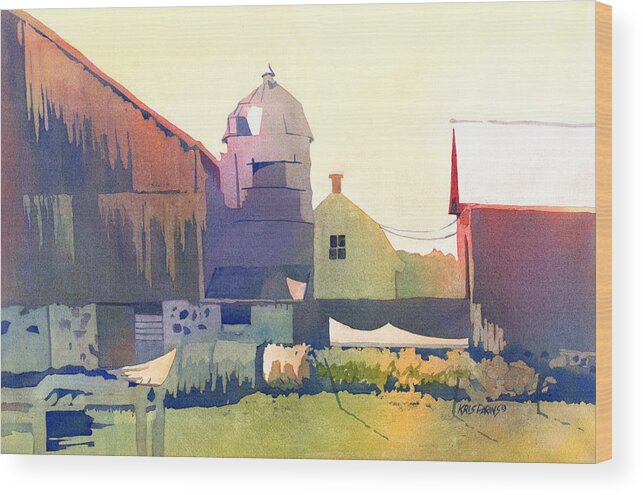 Kris Parins Wood Print featuring the painting The Side of a Barn by Kris Parins
