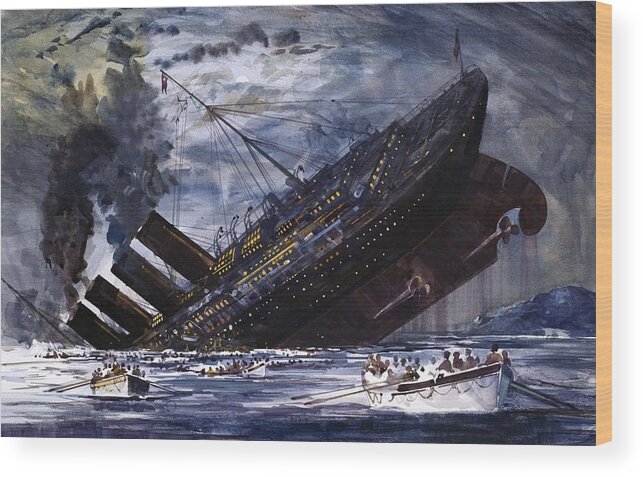 Titanic Wood Print featuring the painting The Sinking Of The Titanic by Graham Coton