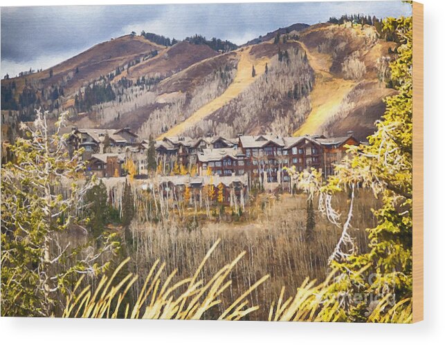 Autumn Wood Print featuring the painting The Ski Resort by David Millenheft
