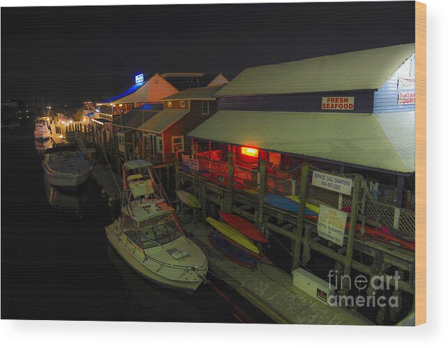 Shem Creek Wood Print featuring the photograph The Solace of Night by Dale Powell