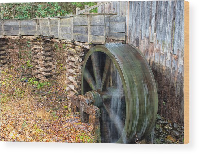 Cades Cove Wood Print featuring the photograph The Spinning Water Wheel by Victor Culpepper