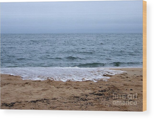 Landscape Photography Wood Print featuring the photograph The Splash Over On A Sandy Beach by Eunice Miller