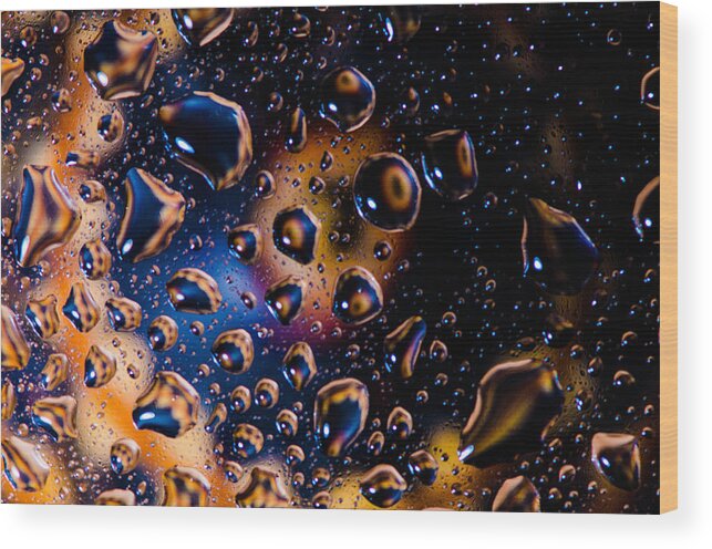 Space Water Drop Water Drop On Glass Fine Art America Bruce Pritchett Artist Websites Macro Closeup Flash Wood Print featuring the photograph The Stars of Mars by Bruce Pritchett