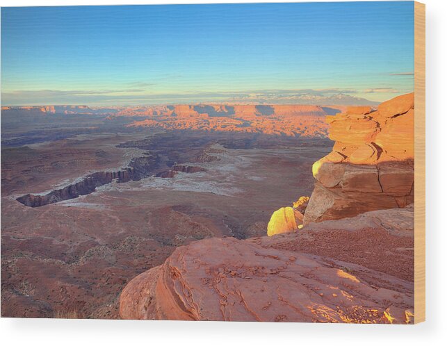Spring Wood Print featuring the photograph The Sun Sets on Canyonlands National Park in Utah by Alan Vance Ley