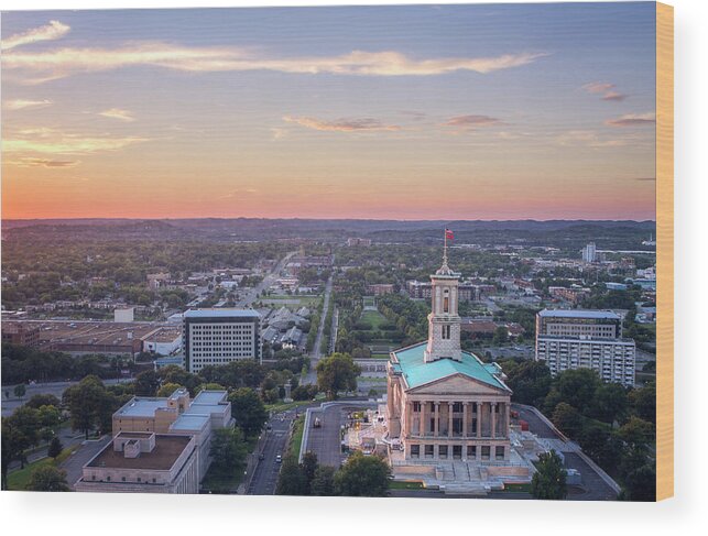 Tranquility Wood Print featuring the photograph The Tennessee State Capitol by Malcolm Macgregor