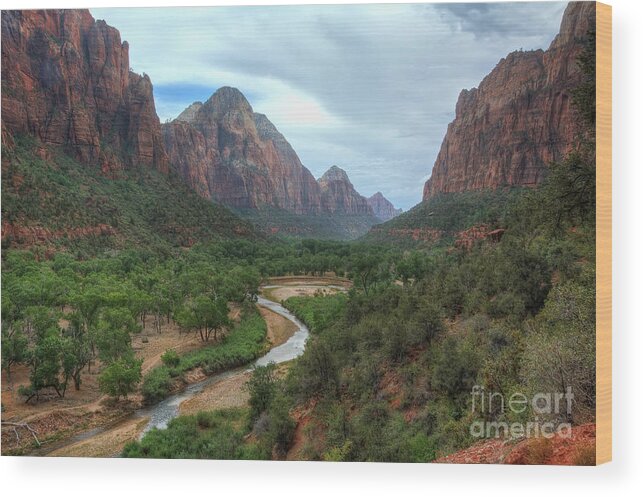 Virgin Wood Print featuring the photograph The Virgin River Flowing Through Zion by Eddie Yerkish