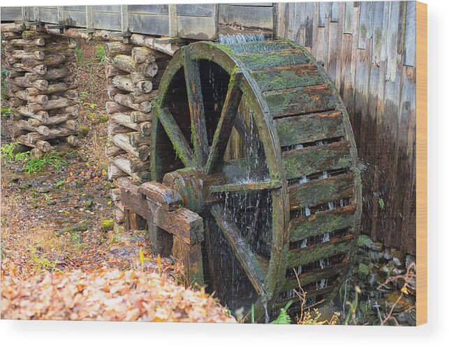 Cades Cove Wood Print featuring the photograph The Water Wheel at Cable Grist Mill by Victor Culpepper