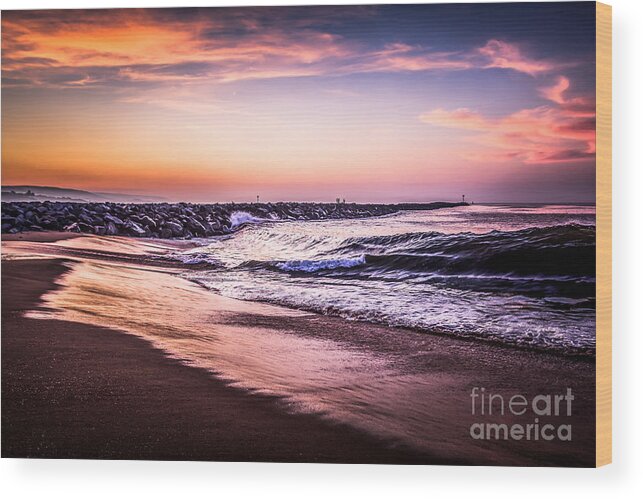 American Wood Print featuring the photograph The Wedge Newport Beach California Picture by Paul Velgos