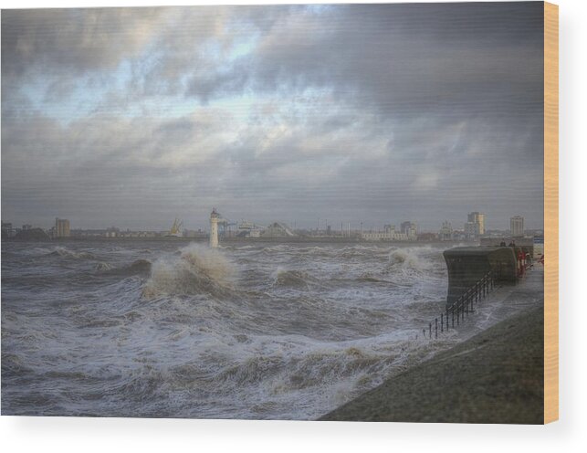 Lighthouse Wood Print featuring the photograph The Wild Mersey 2 by Spikey Mouse Photography