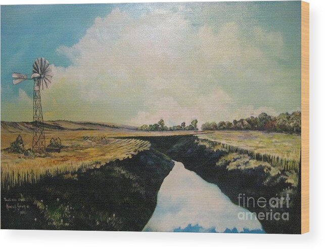 Windmill Wood Print featuring the painting The windmill by Kendra Sorum