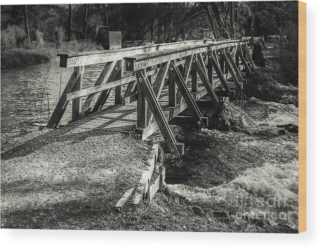 Amper Wood Print featuring the photograph The Wooden Bridge by Hannes Cmarits