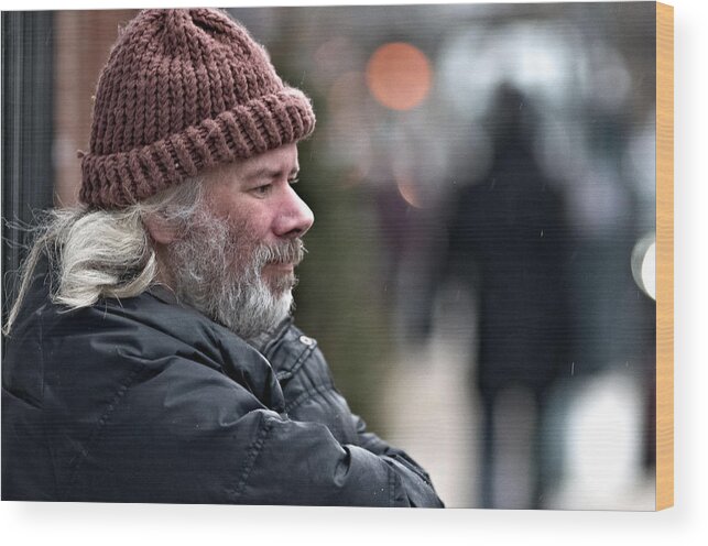 Street Person Wood Print featuring the photograph Thinking by Douglas Pike