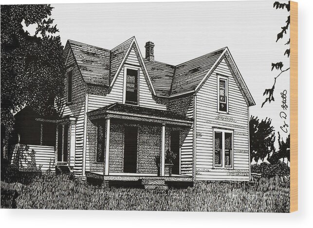 Old House Wood Print featuring the drawing This Old House by Cory Still