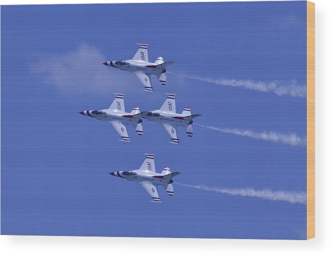 Thunderbirds Wood Print featuring the photograph Thunderbirds Diamond Formation Topsides by Donna Corless