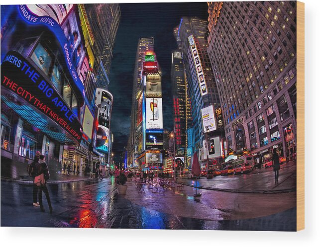 Times Square Wood Print featuring the photograph Times Square New York City The City That Never Sleeps by Susan Candelario