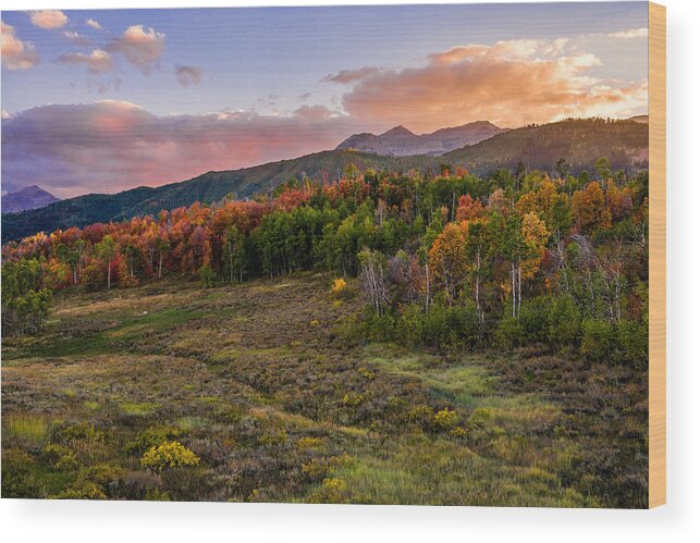 Timp Fall Glow Wood Print featuring the photograph Timp Fall Glow by Chad Dutson