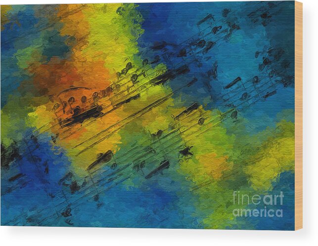 Music Wood Print featuring the digital art Toccata in Blue by Lon Chaffin