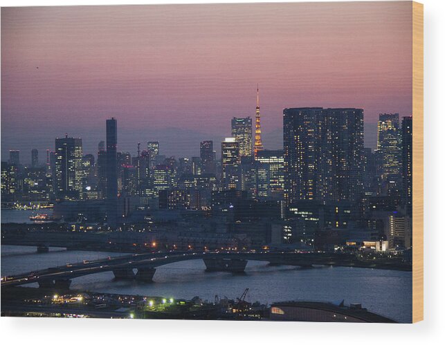 Tokyo Tower Wood Print featuring the photograph Tokyo Tower In Twilight by ©alan Nee