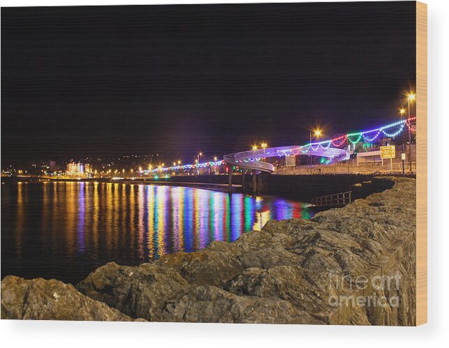 Torbay Wood Print featuring the photograph Torquay Lights by Terri Waters