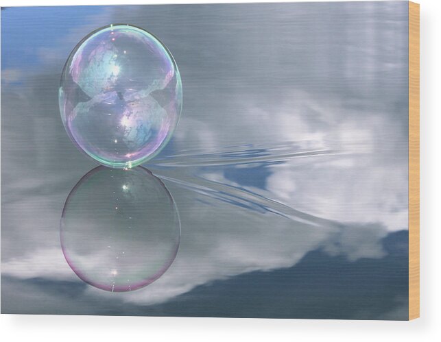 Bubble Wood Print featuring the photograph Touching The Clouds by Cathie Douglas