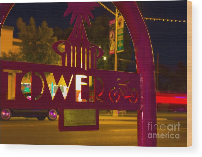 Fresno Wood Print featuring the photograph Tower Bike Rack by Cj Avery
