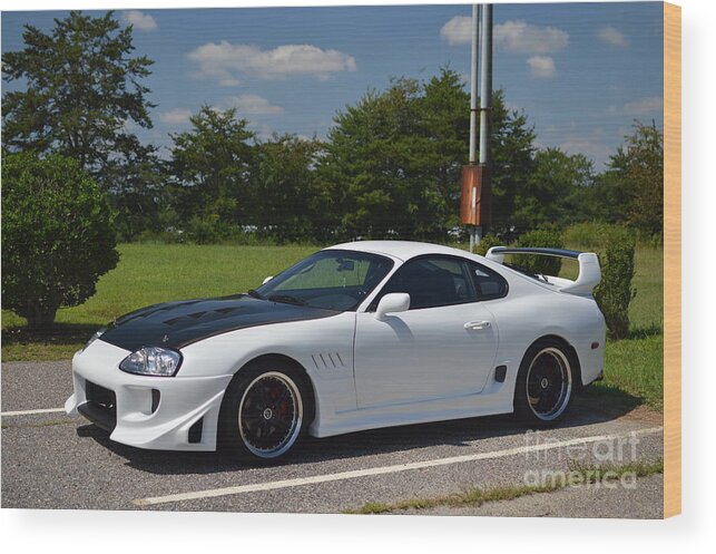 A Gorgeous Toyota Supra Turbo With A Carbon Fiber Hood And Spoiler. Toyota Supra Wood Print featuring the photograph Toyota Supra by Robert Loe