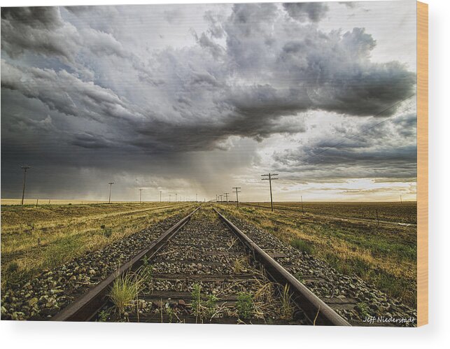 Cloud Wood Print featuring the photograph Tracking west by Jeff Niederstadt