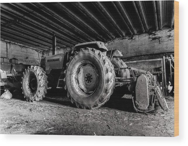 Fine Art Wood Print featuring the photograph Tractor in the Barn by Joseph Amaral