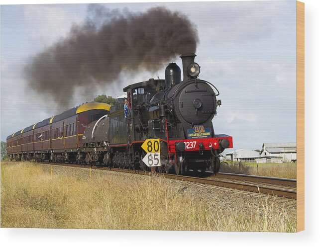 Train 3237 01 Taree Nsw Australia Wood Print featuring the photograph Train 3237 01 by Kevin Chippindall