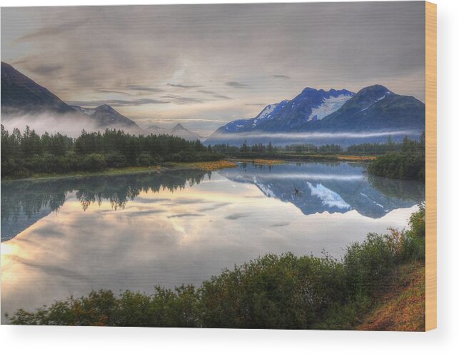 Alaska Wood Print featuring the photograph Train Ride along the Scenic Seward Highway - Alaska by Bruce Friedman