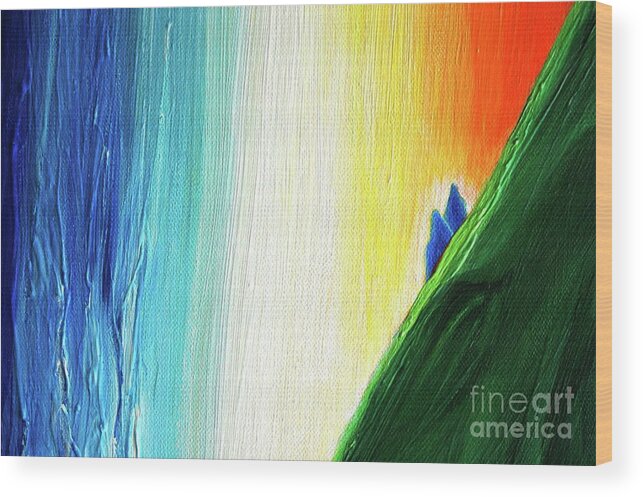 Travelers Wood Print featuring the painting Travelers Rainbow Waterfall detail by First Star Art
