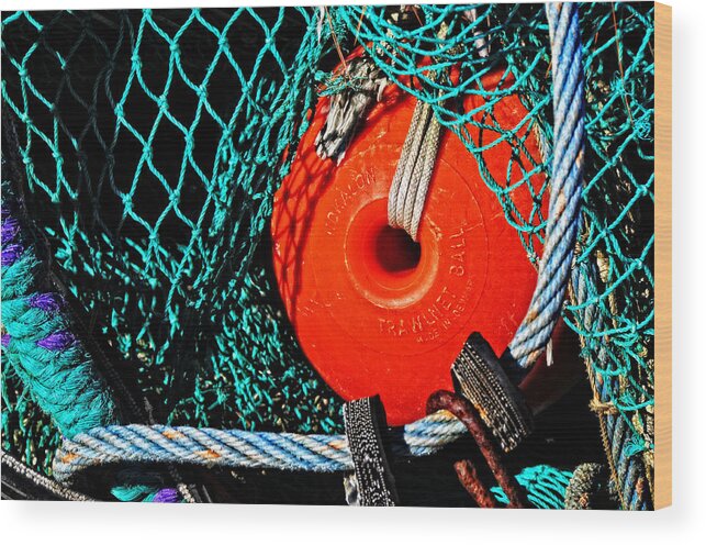 Fish Wood Print featuring the photograph Trawlnet Ball - Made in Denmark by Mike Martin