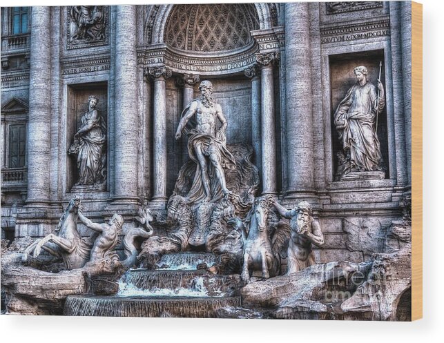 Trevi Fountain Wood Print featuring the photograph Trevi Fountain by Joe Ng