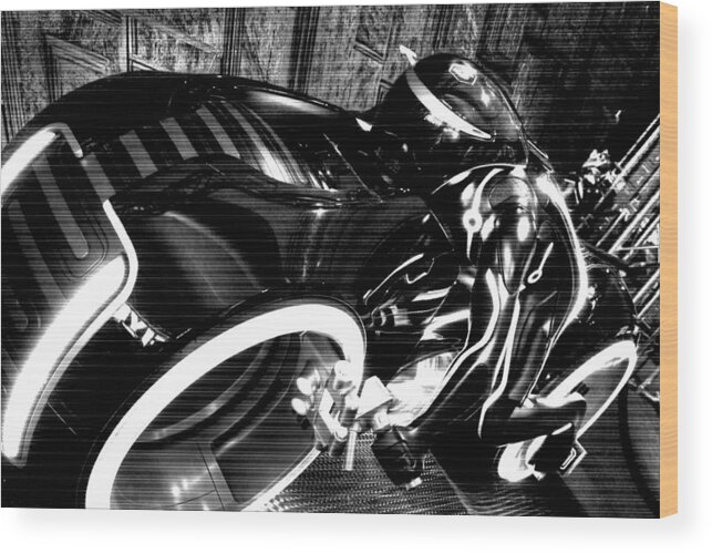 Tron Wood Print featuring the photograph Tron Motor Cycle by Michael Hope