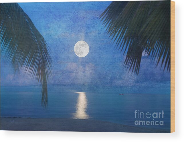 Seascape Wood Print featuring the photograph Tropical Moonglow by Betty LaRue