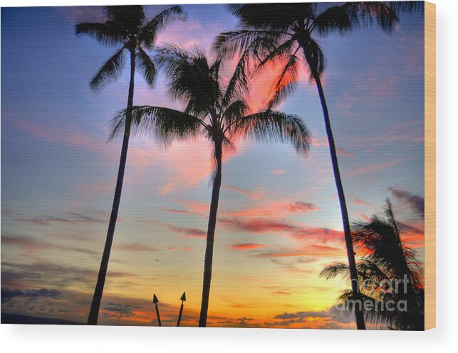 Tropical Wood Print featuring the photograph Tropical Sunset by Kelly Wade