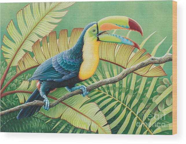 Toucan Wood Print featuring the painting Tropical Toucan by Tish Wynne